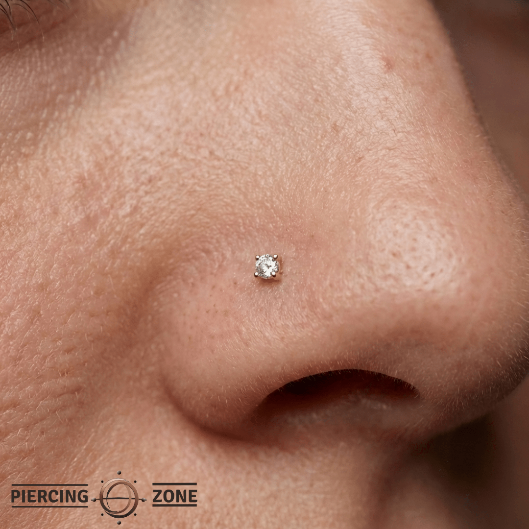 Aquamarine Prong – 14K Gold Threadless End - piercing - zone.com