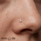 Aquamarine Prong – 14K Gold Threadless End - piercing - zone.com