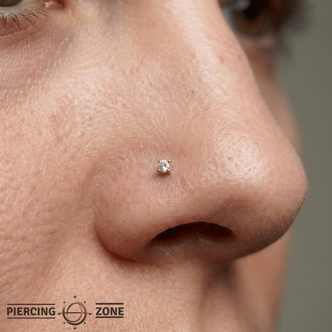 Aquamarine Prong – 14K Gold Threadless End - piercing - zone.com