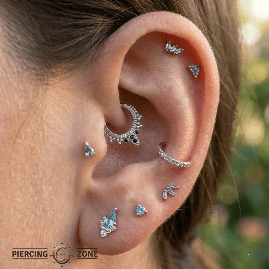 Araz Clicker with Beads & Gem Accents – 14K & 18K Gold - piercing - zone.com