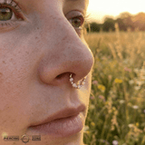 Ariana – Moonstone & CZ Halo – 14K Gold Clicker Ring - piercing - zone.com