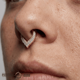 Arise V - Shape Mother of Pearl – 14K Gold Clicker Ring - piercing - zone.com