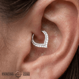 Arise V - Shape Mother of Pearl – 14K Gold Clicker Ring - piercing - zone.com