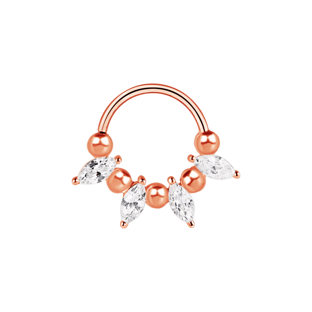 Arpi Seamless Ring – 14K Gold Four - Marquise Radiant Design - piercing - zone.com