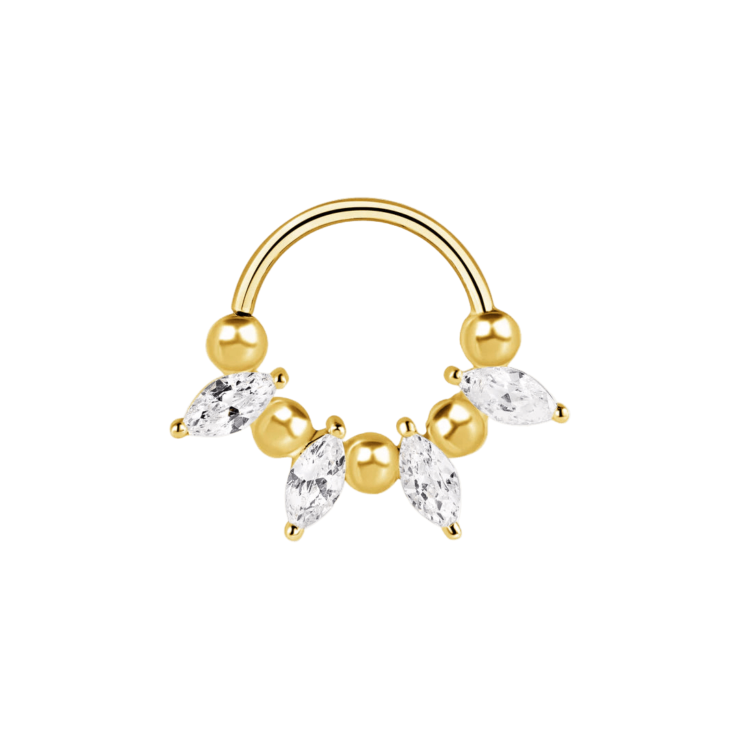 Arpi Seamless Ring – 14K Gold Four - Marquise Radiant Design - piercing - zone.com