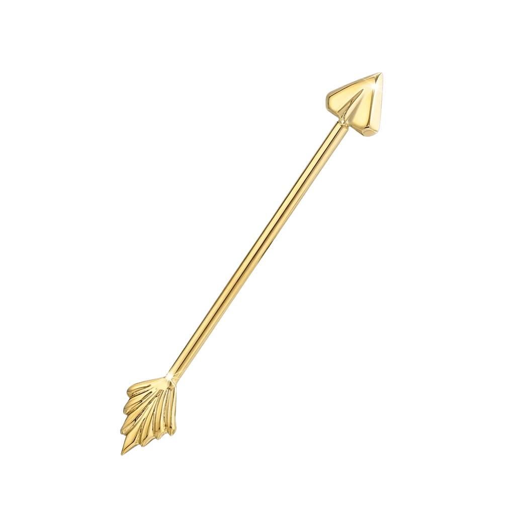 Arrow Barbell - 14K Gold Straight Barbell - piercing - zone.com