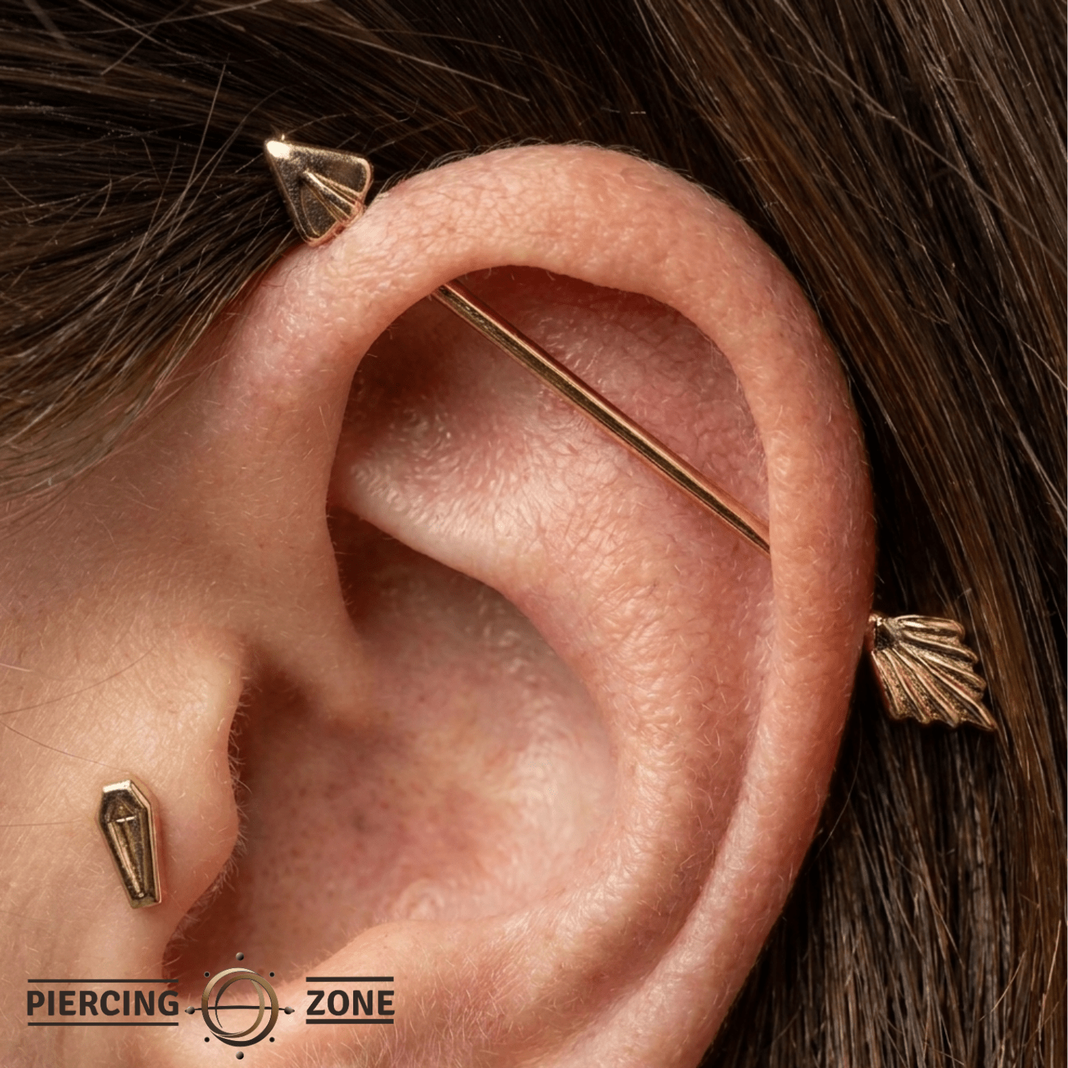 Arrow Barbell - 14K Gold Straight Barbell - piercing - zone.com