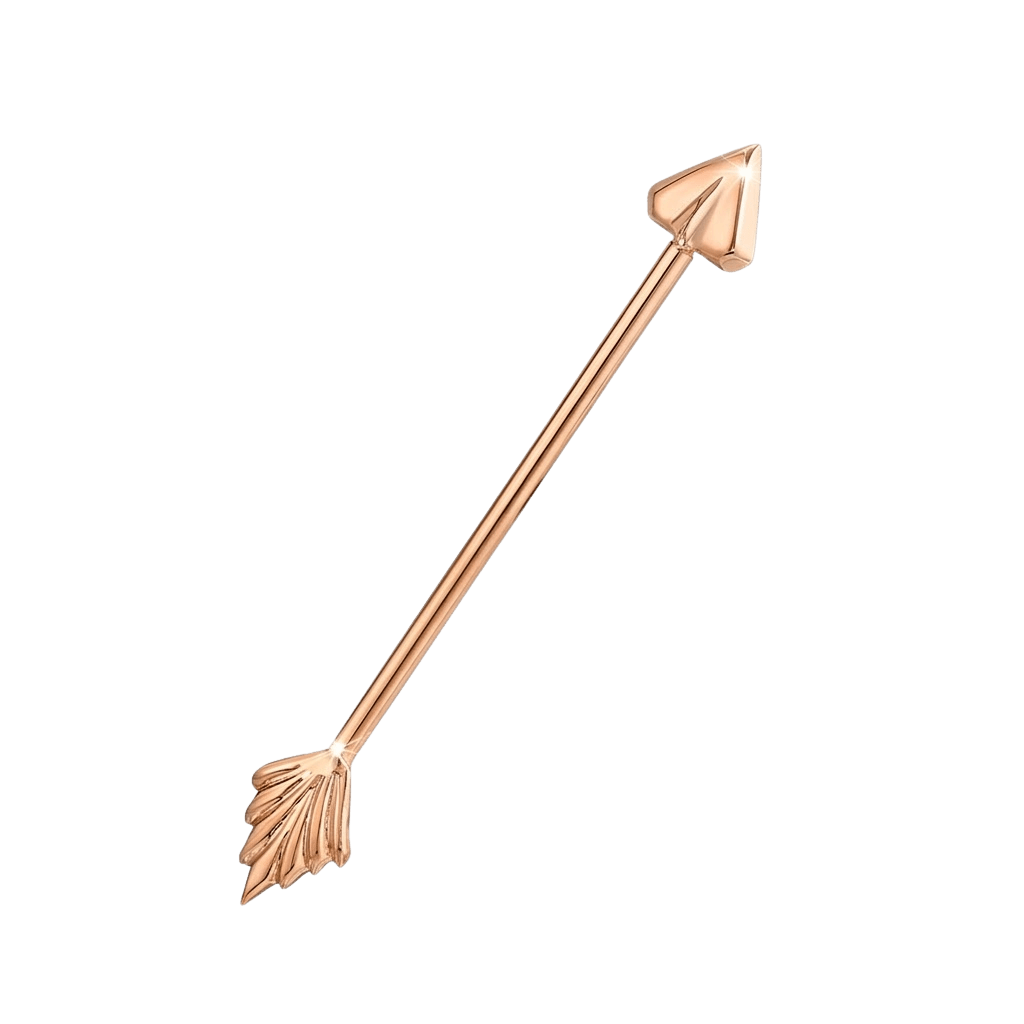 Arrow Barbell - 14K Gold Straight Barbell - piercing - zone.com