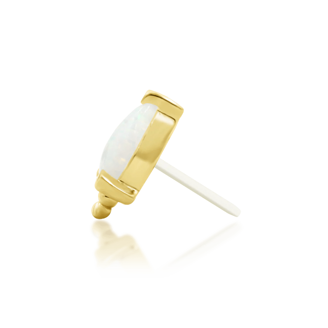Artemis – Opal Pear Beaded – 14K Gold Threadless End - piercing - zone.com