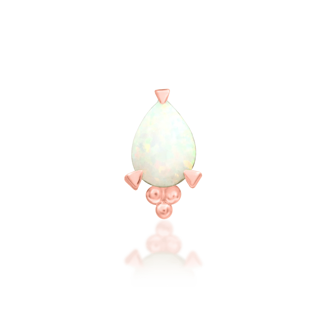 Artemis – Opal Pear Beaded – 14K Gold Threadless End - piercing - zone.com