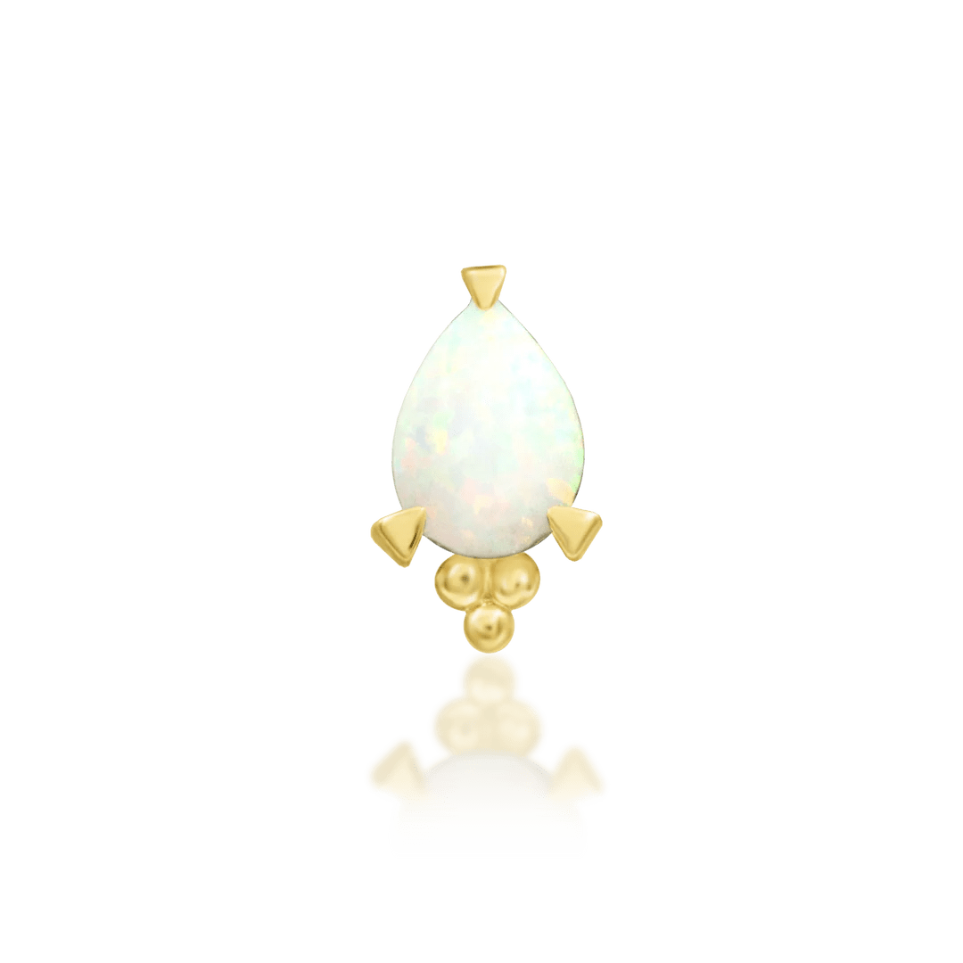 Artemis – Opal Pear Beaded – 14K Gold Threadless End - piercing - zone.com