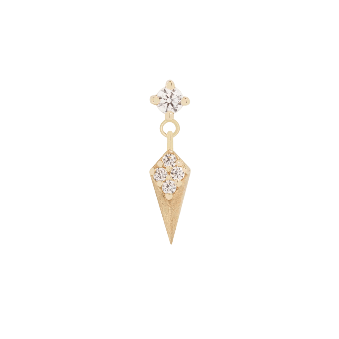 Artform CZ Dangle – 14K Gold Threadless End - piercing - zone.com