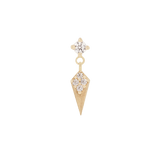 Artform CZ Dangle – 14K Gold Threadless End - piercing - zone.com