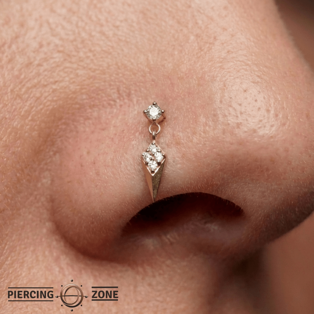 Artform CZ Dangle – 14K Gold Threadless End - piercing - zone.com