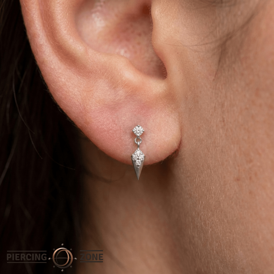 Artform CZ Dangle – 14K Gold Threadless End - piercing - zone.com