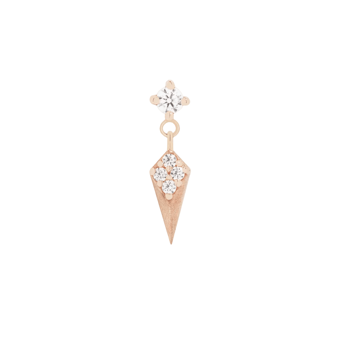 Artform CZ Dangle – 14K Gold Threadless End - piercing - zone.com