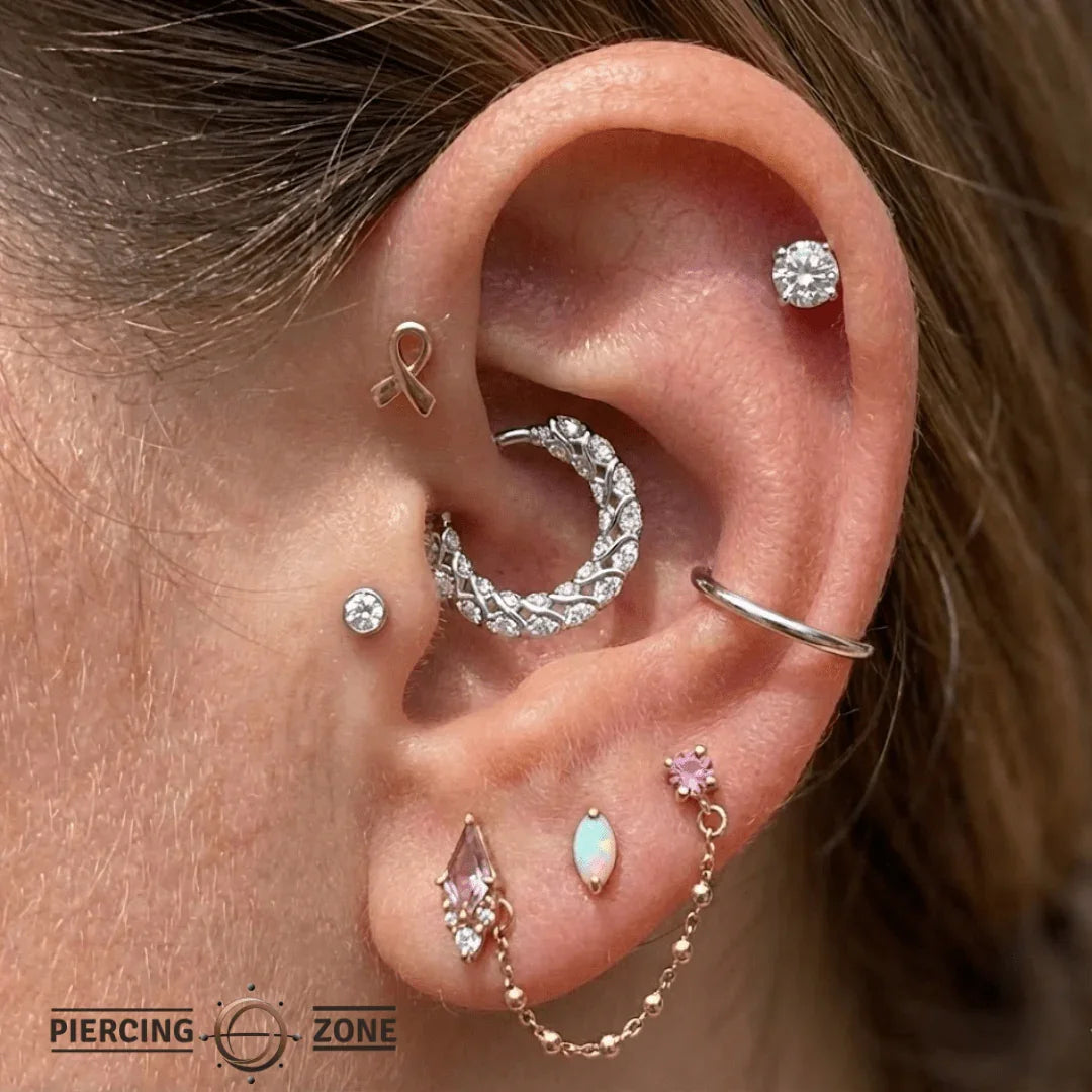As Above So Below Clicker with Mixed Gems – 14K & 18K Gold - piercing - zone.com