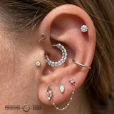 As Above So Below Clicker with Mixed Gems – 14K & 18K Gold - piercing - zone.com