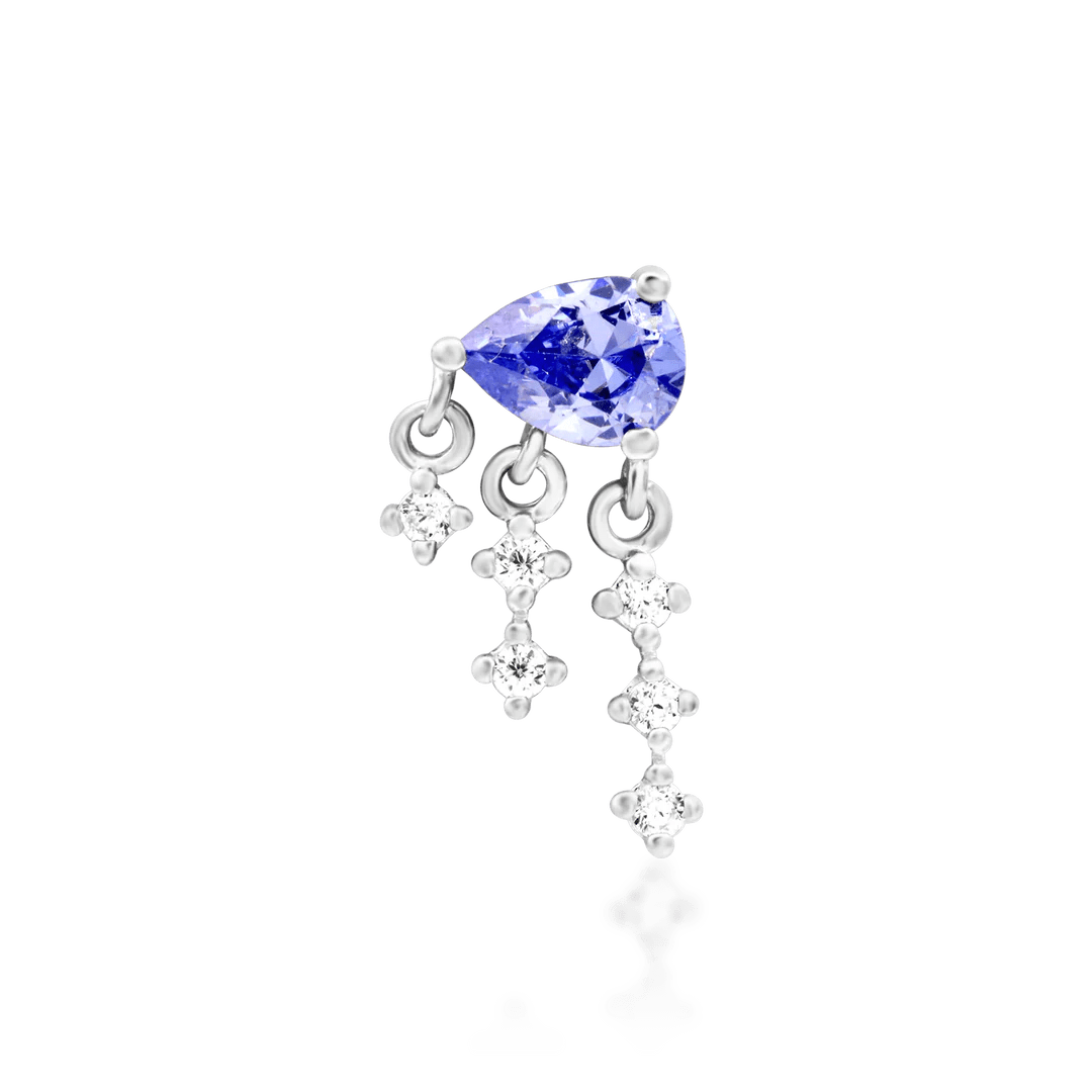 Asha – Tanzanite & CZ Drop – 14K Gold Threadless End - piercing - zone.com
