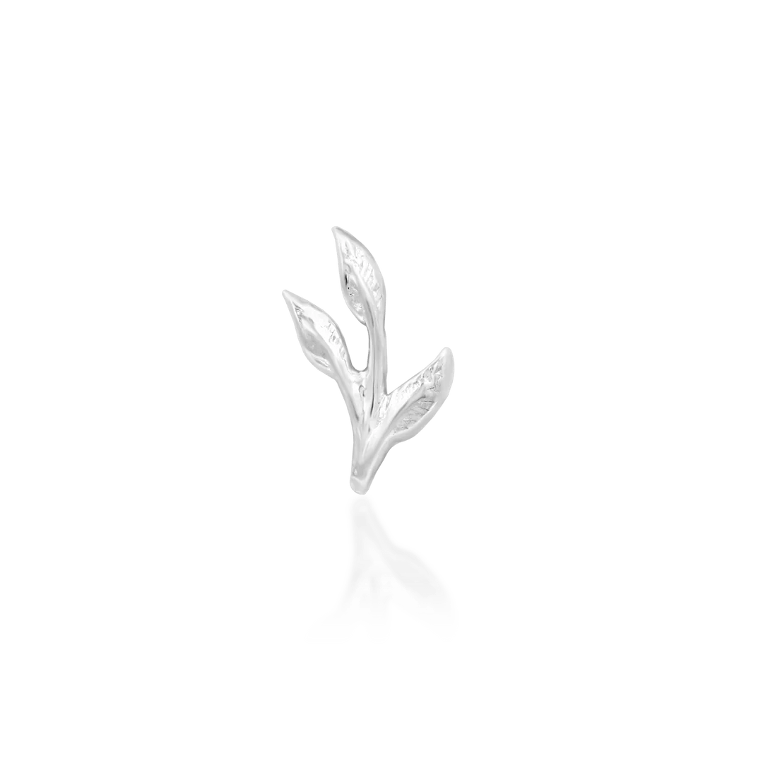 Ashe – Mini Leaf Sprig – 14K Gold Threadless End - piercing - zone.com