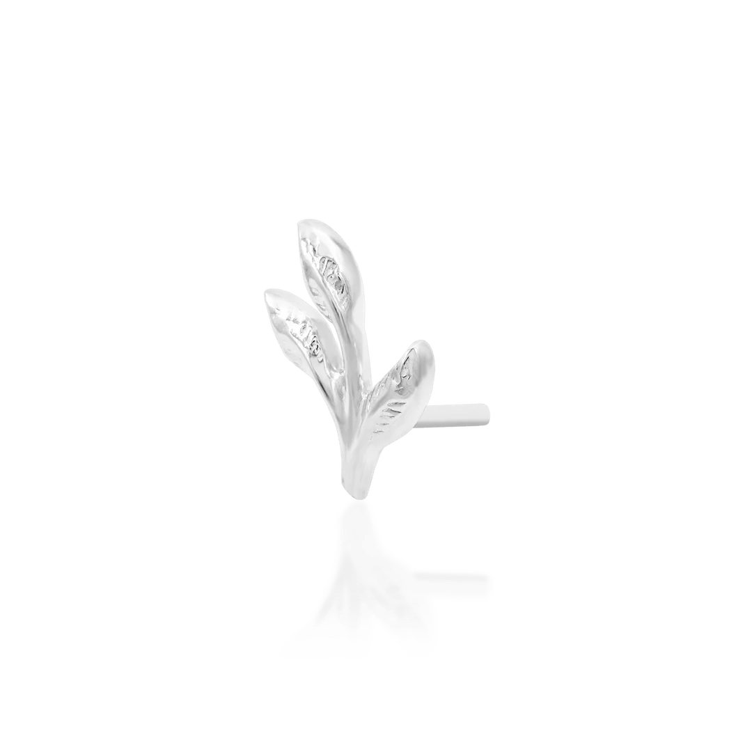 Ashe – Mini Leaf Sprig – 14K Gold Threadless End - piercing - zone.com