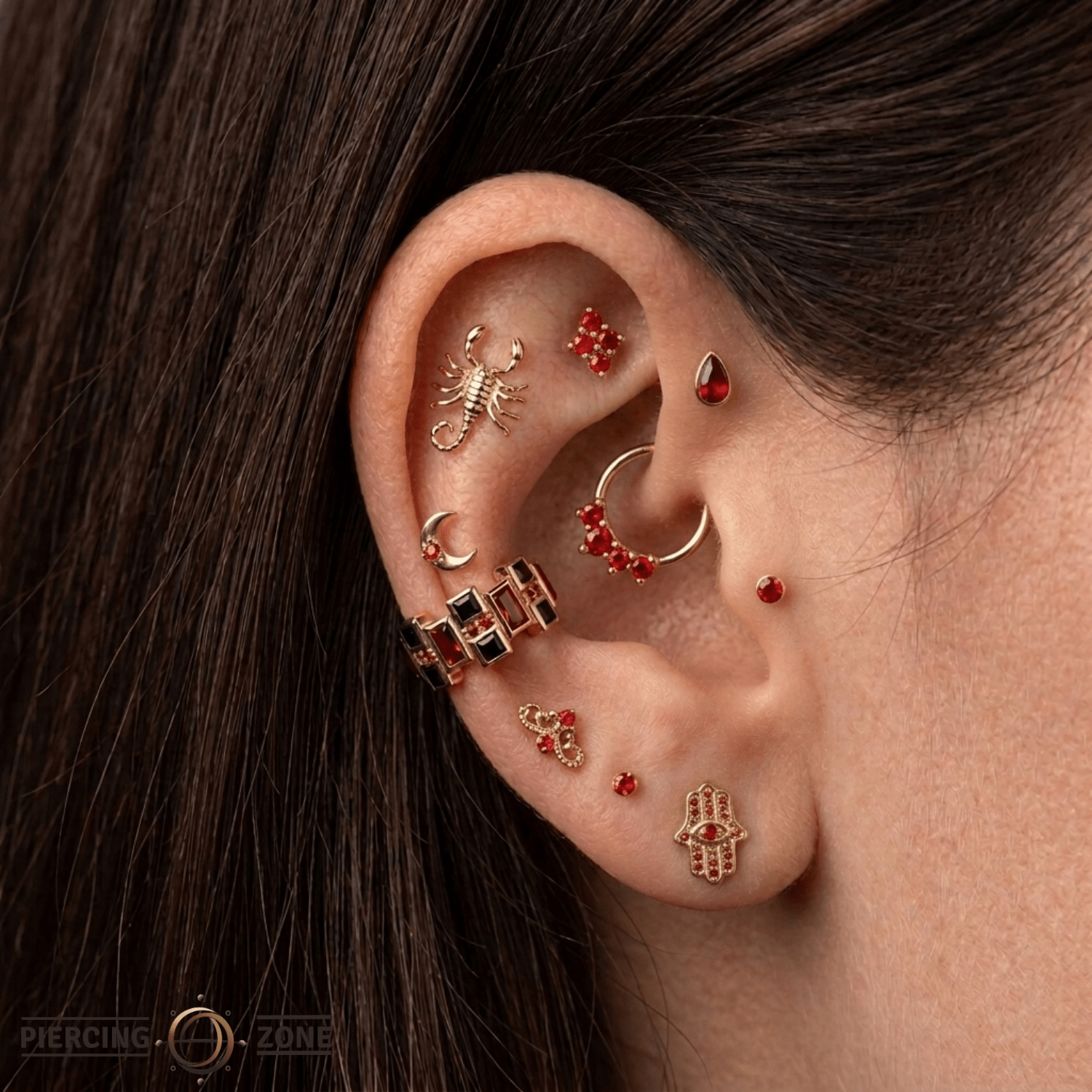 Ashley Clicker - 14K/18K Gold Gem Clicker Ring - piercing - zone.com