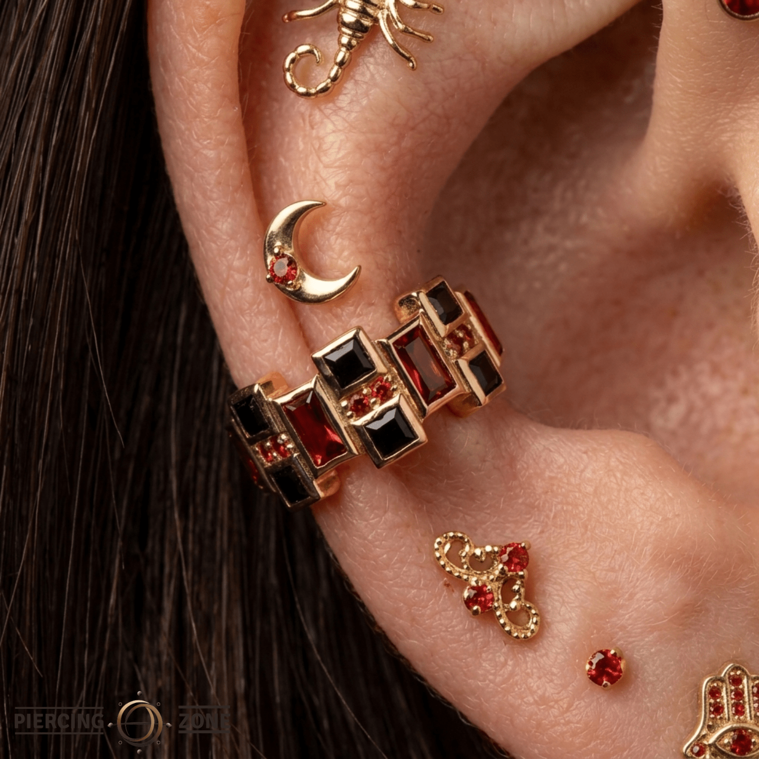 Ashley Clicker - 14K/18K Gold Gem Clicker Ring - piercing - zone.com