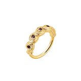 Ashvine Seamless Ring – 14K Gold Five-Gem Arc Design - piercing-zone.com