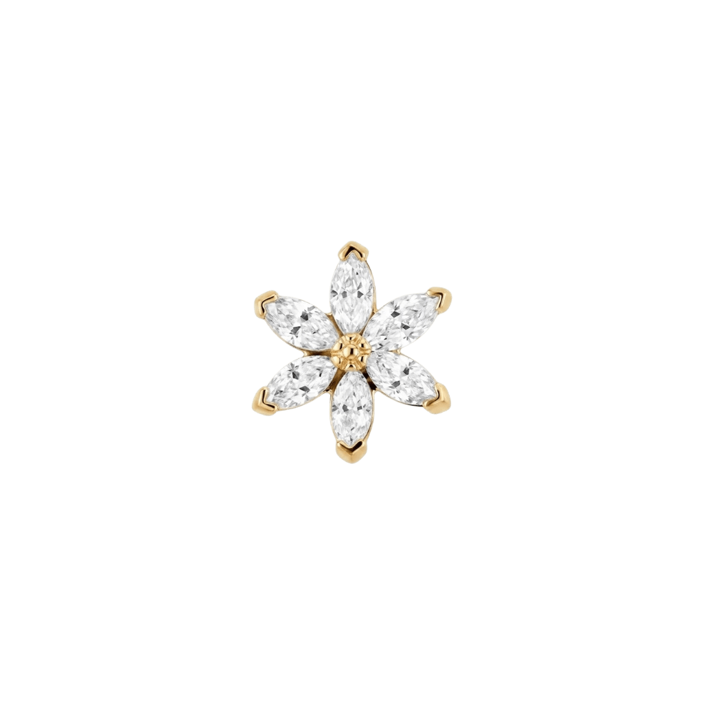 Asphodel - 18K Gold Gem Threadless/Threaded End - piercing-zone.com