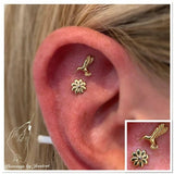 Aster – 14K Gold Floral Threadless End - piercing - zone.com