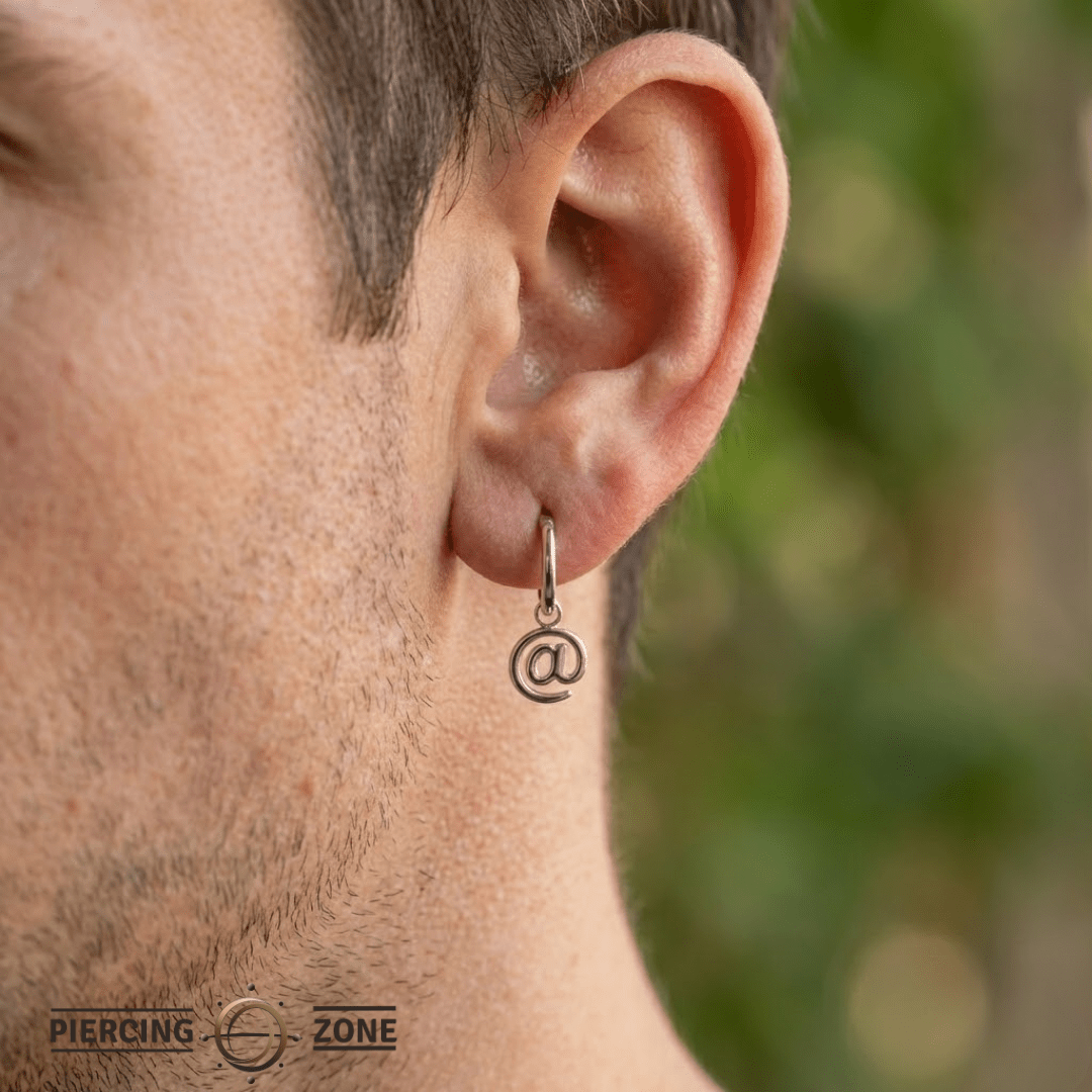 At Sign – 14K & 18K Gold Charm - piercing - zone.com