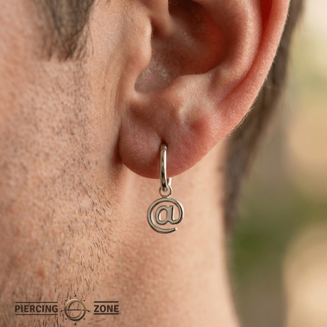 At Sign – 14K & 18K Gold Charm - piercing - zone.com