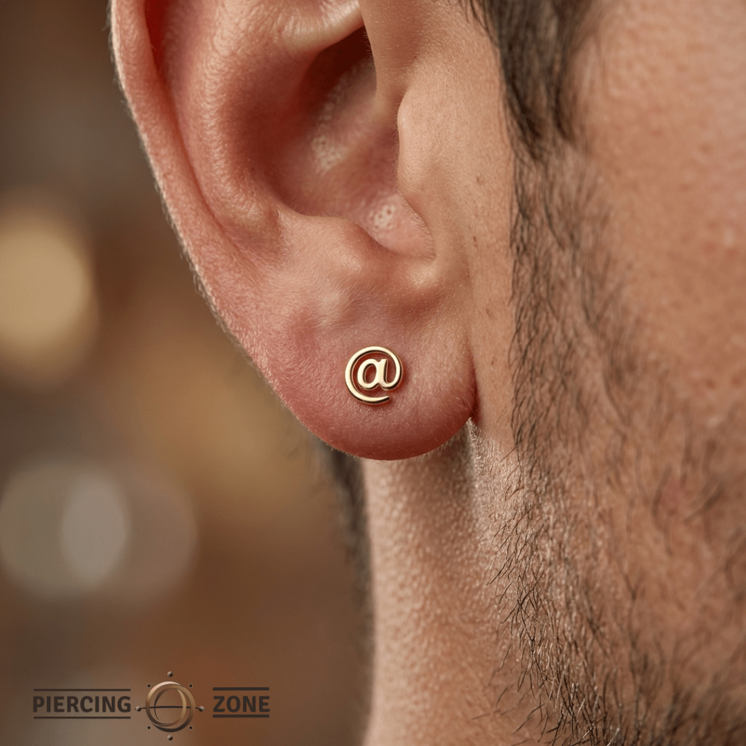 At Sign – 14K/18K Gold Threadless End - piercing - zone.com