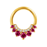 Athena Seamless Ring – 14K Gold Multi-Gem Cup & Divot Design - piercing-zone.com