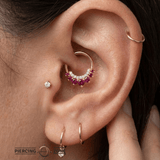 Athena Seamless Ring – 14K Gold Multi - Gem Cup & Divot Design - piercing - zone.com