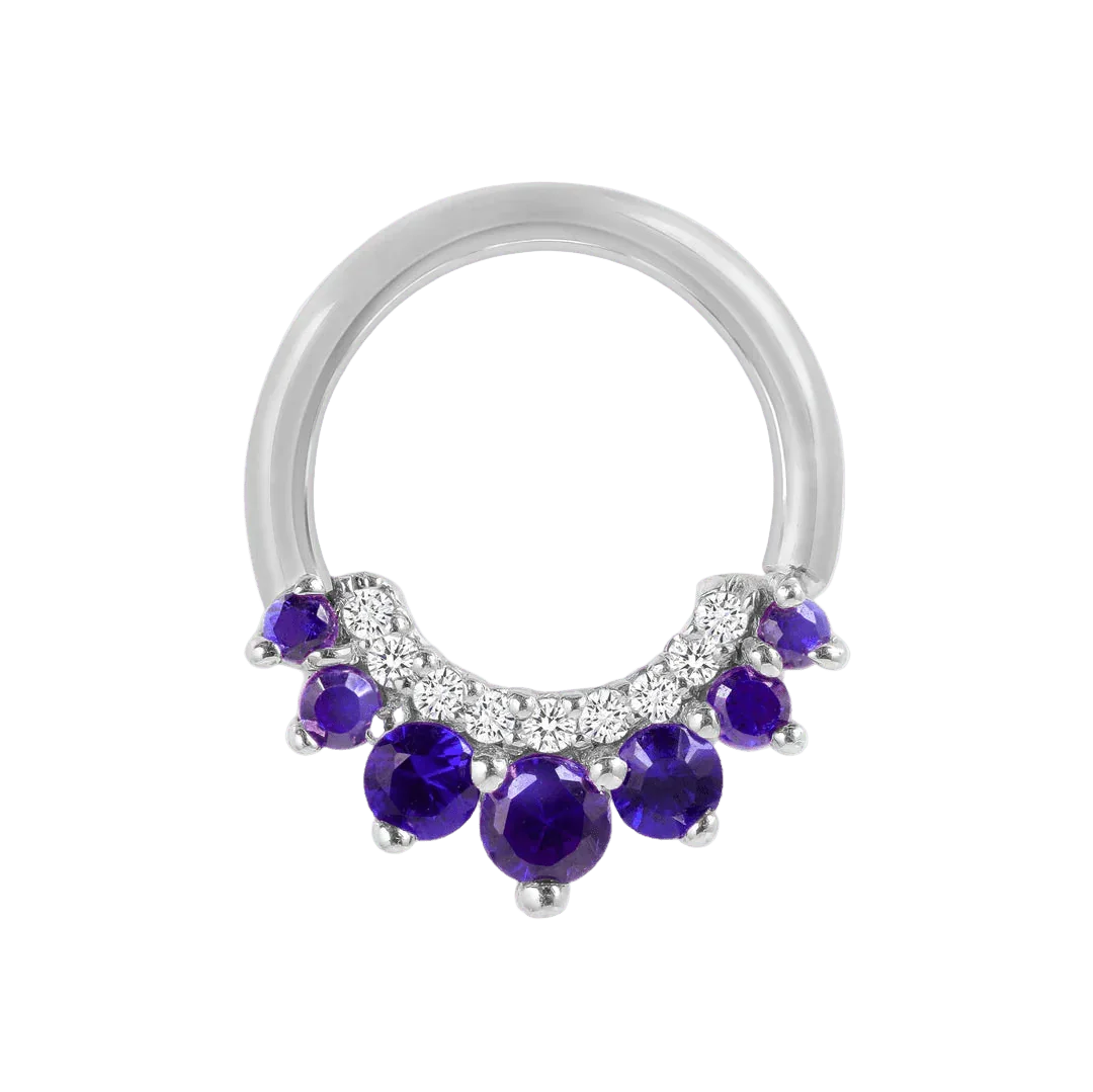 Athena Seamless Ring – 14K Gold Multi - Gem Cup & Divot Design - piercing - zone.com