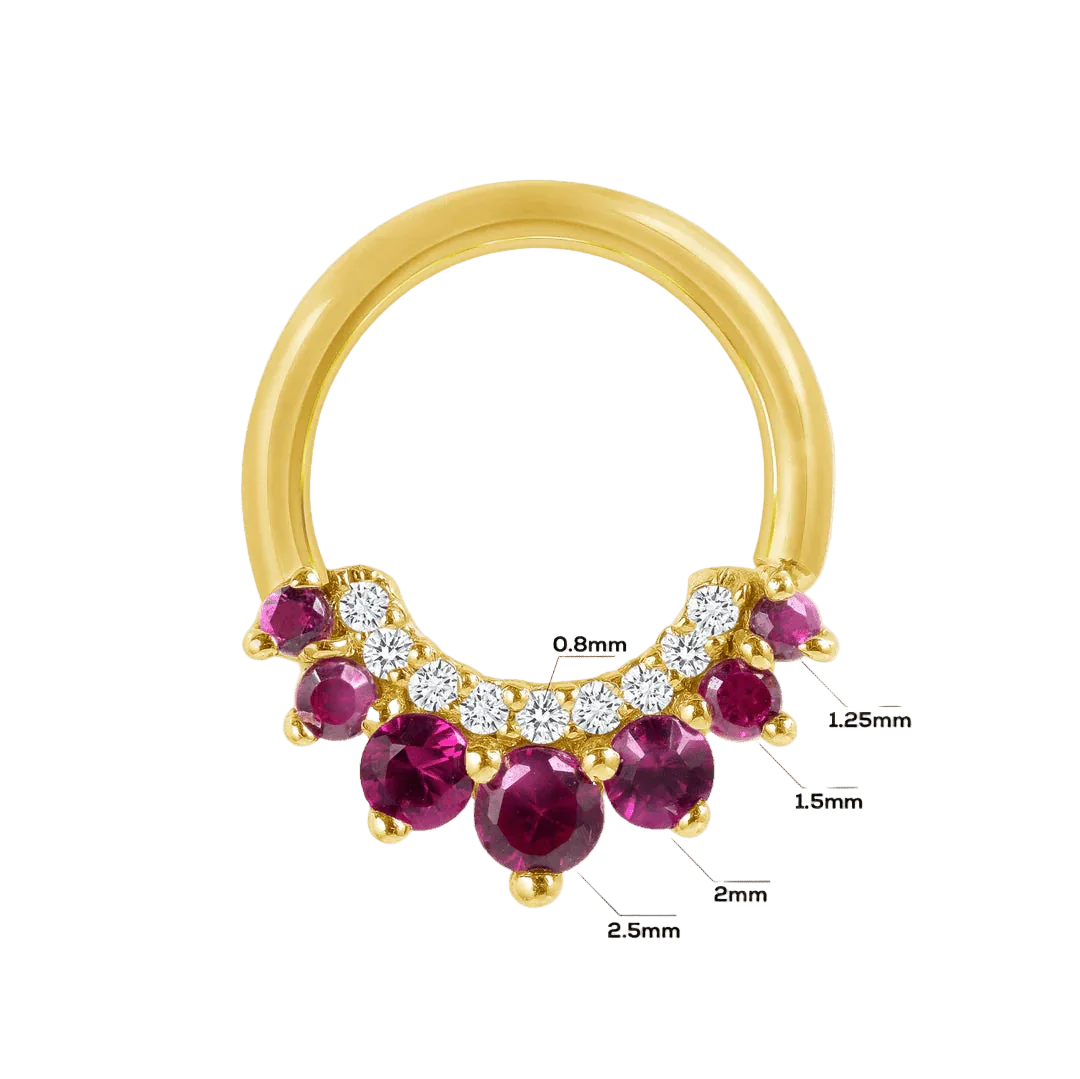 Athena Seamless Ring – 14K Gold Multi - Gem Cup & Divot Design - piercing - zone.com