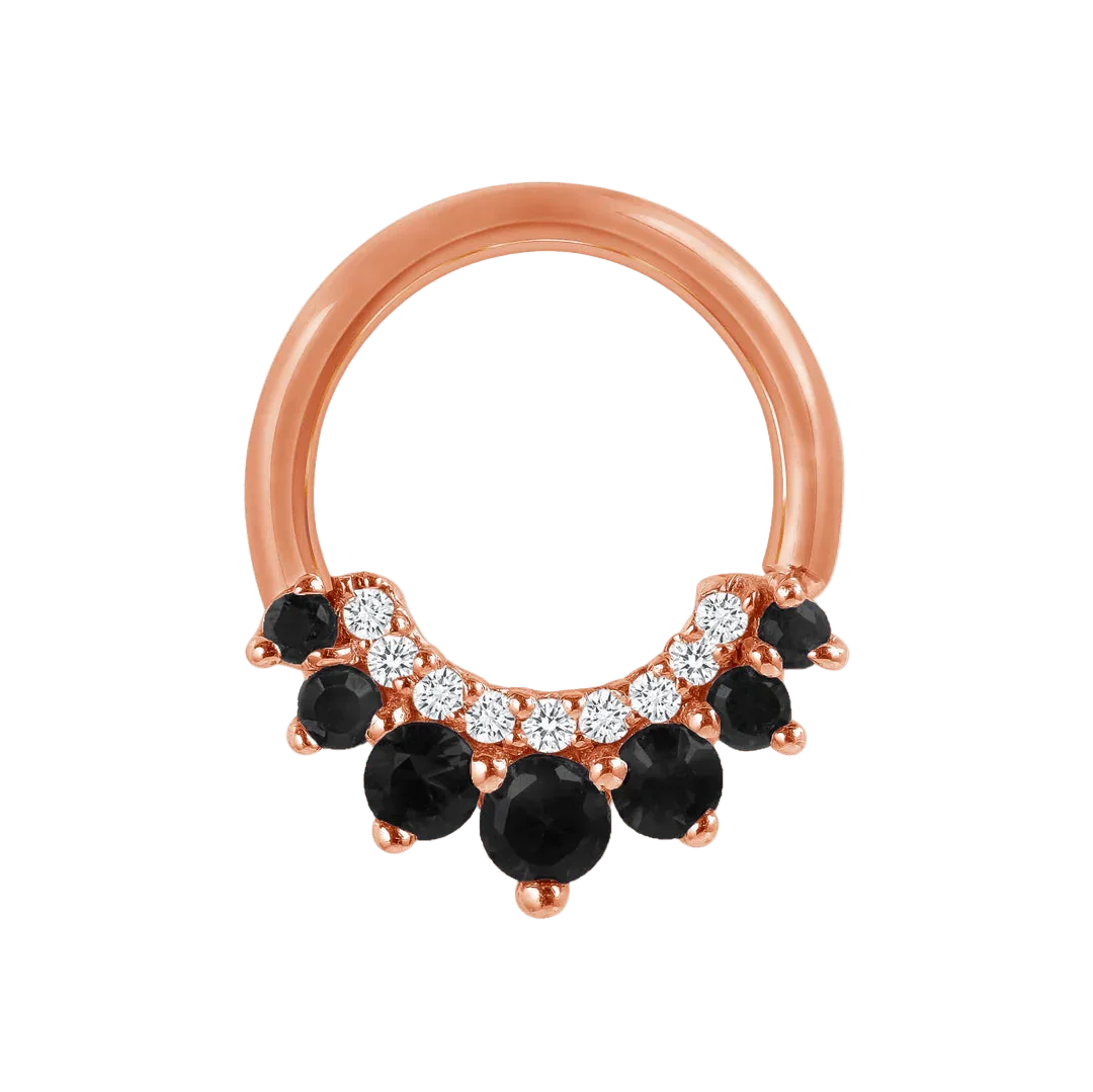 Athena Seamless Ring – 14K Gold Multi - Gem Cup & Divot Design - piercing - zone.com