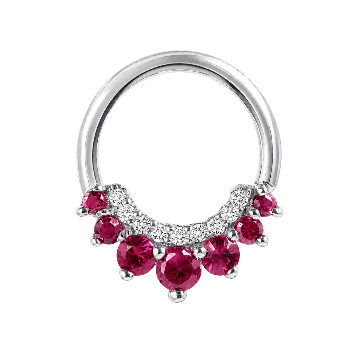 Athena Seamless Ring – 14K Gold Multi-Gem Cup & Divot Design - piercing-zone.com