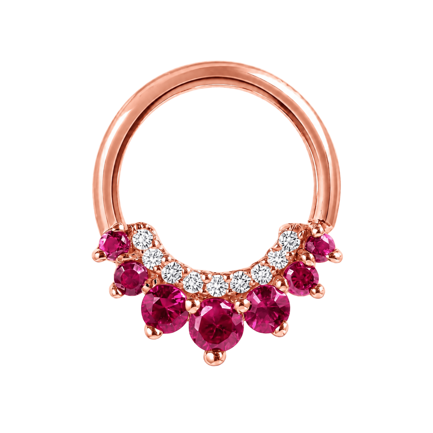 Athena Seamless Ring – 14K Gold Multi-Gem Cup & Divot Design - piercing-zone.com