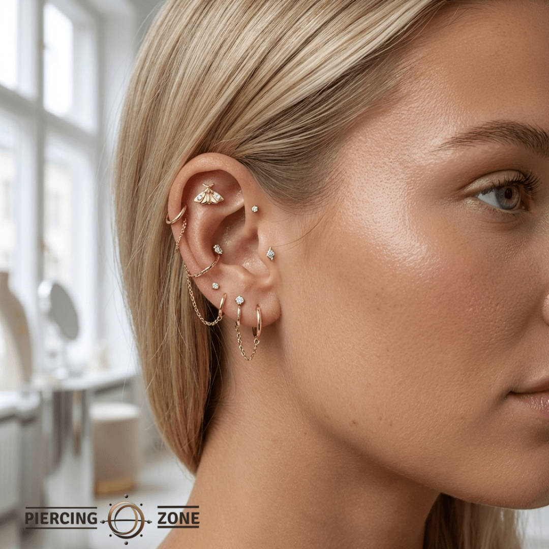 Atlas Moth – 14K/18K Gold Gem Threadless End - piercing - zone.com