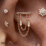 Attention Everyone Baguette CZ Drop – 14K Gold Threadless End - piercing - zone.com