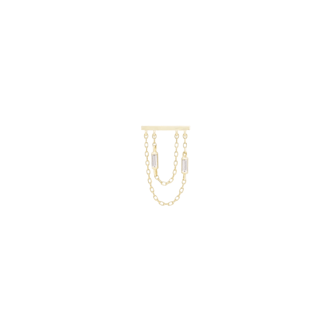 Attention Everyone Baguette CZ Drop – 14K Gold Threadless End - piercing - zone.com