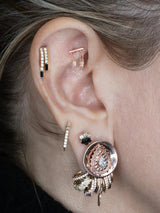 Attention Everyone Baguette CZ Drop – 14K Gold Threadless End - piercing - zone.com