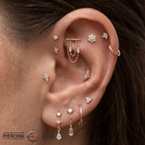 Attention Everyone Baguette CZ Drop – 14K Gold Threadless End - piercing - zone.com