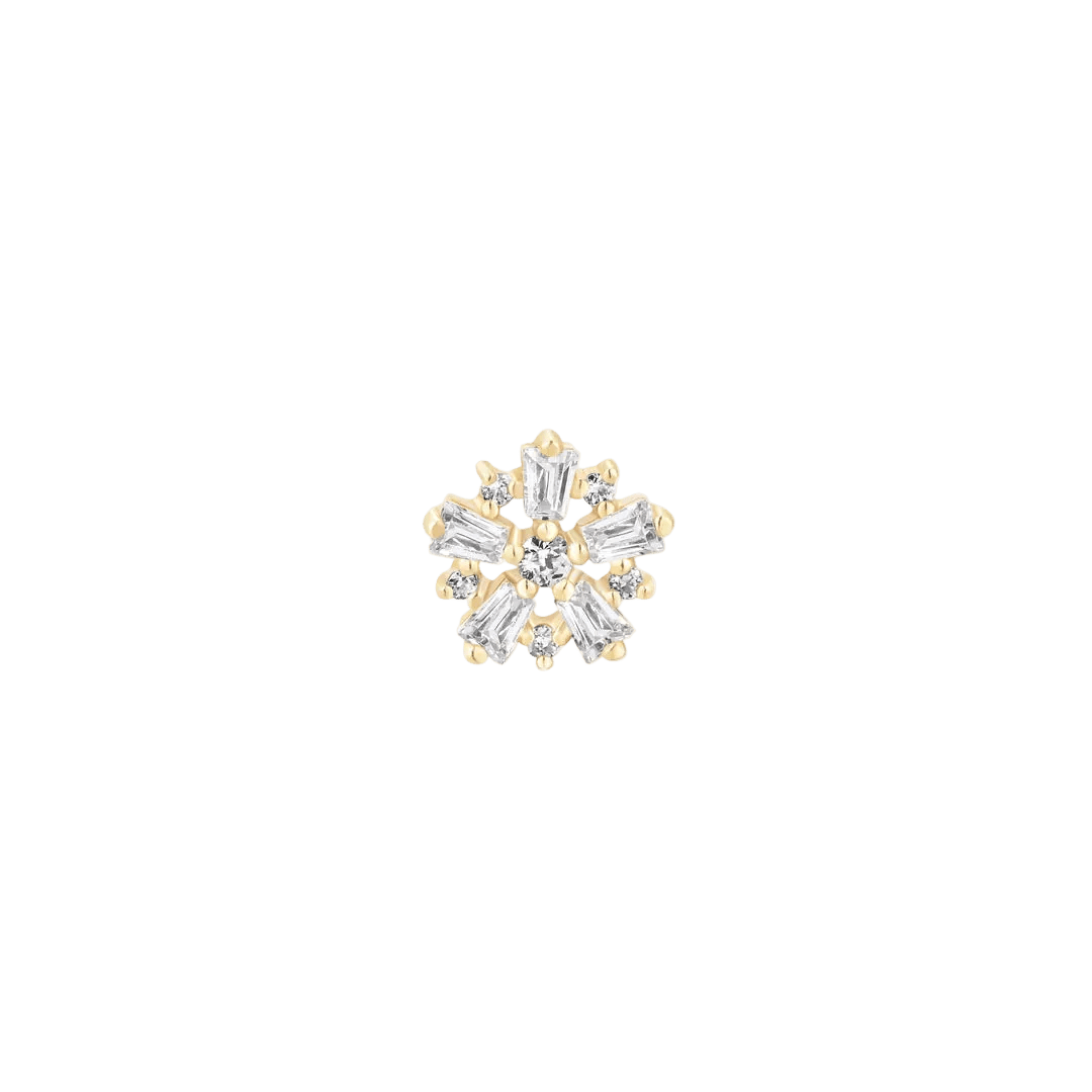 Audacious CZ Cluster – 14K Gold Threadless End - piercing - zone.com