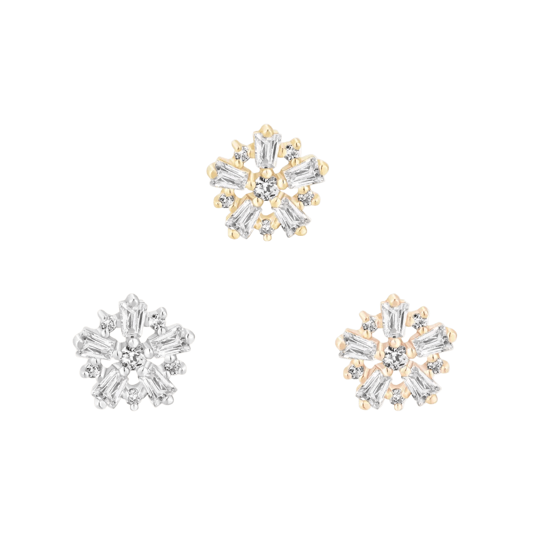 Audacious CZ Cluster – 14K Gold Threadless End - piercing - zone.com