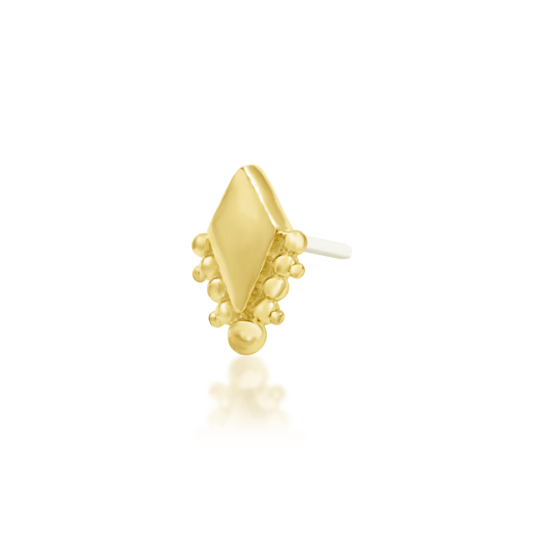 Audrey – Geometric Beaded Design – 14K Gold Threadless End - piercing - zone.com