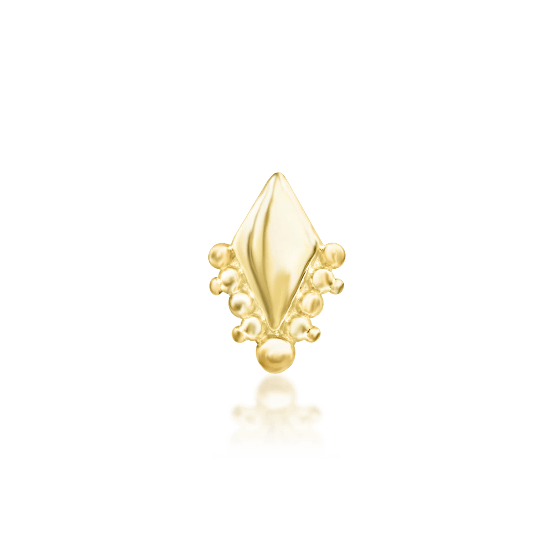 Audrey – Geometric Beaded Design – 14K Gold Threadless End - piercing - zone.com