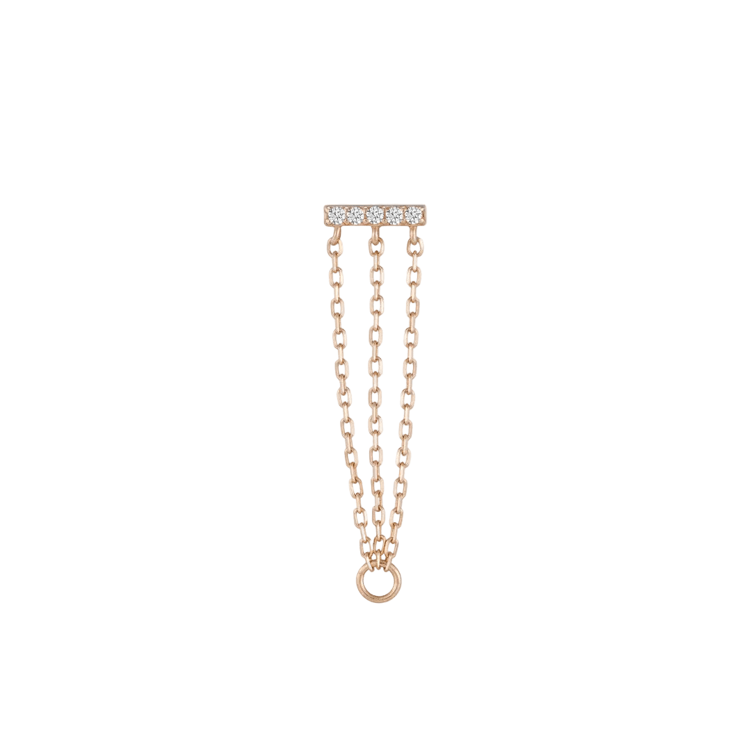 Auralie CZ Chain – 14K Gold Threadless End - piercing - zone.com